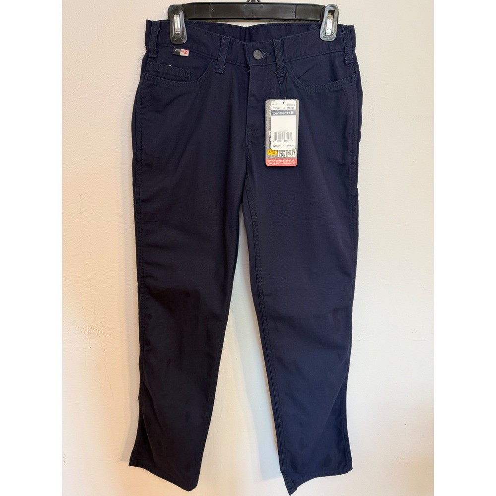 Carhartt Womens FR Rugged Flex Canvas Pants Dark Navy 102689-410 Size 4R NWT